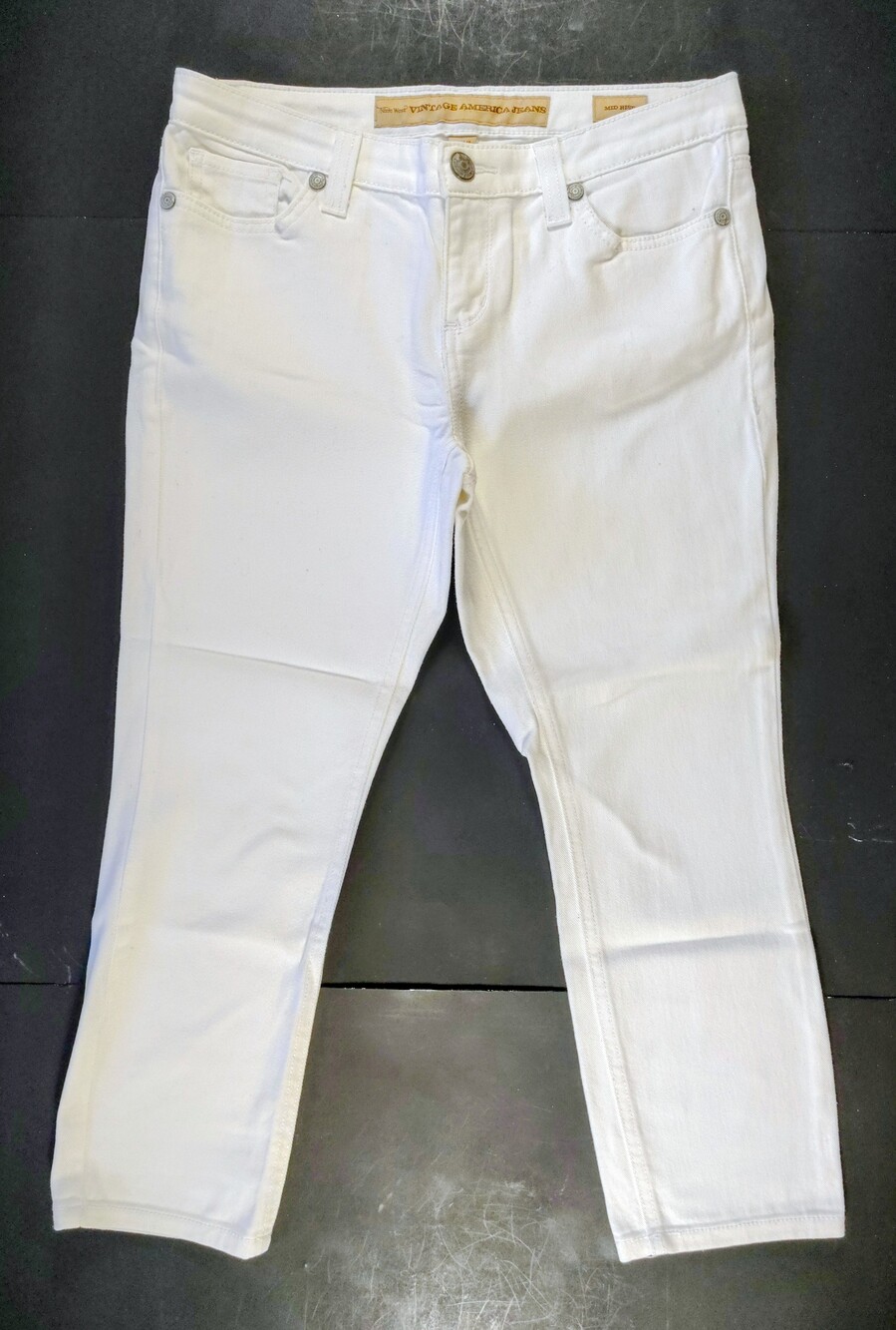 NINE WEST Vintage America Jeans-Women's Petite White Mid Rise Jeans-Size 6/27P